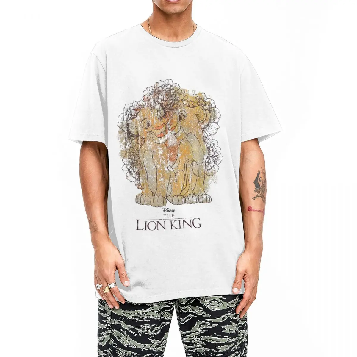 Vintage Lion King T-Shirts for Men Women Cotton T Shirt Simba and Nala Watercolor Short Sleeve Tee Shirt Gift Idea Clothes