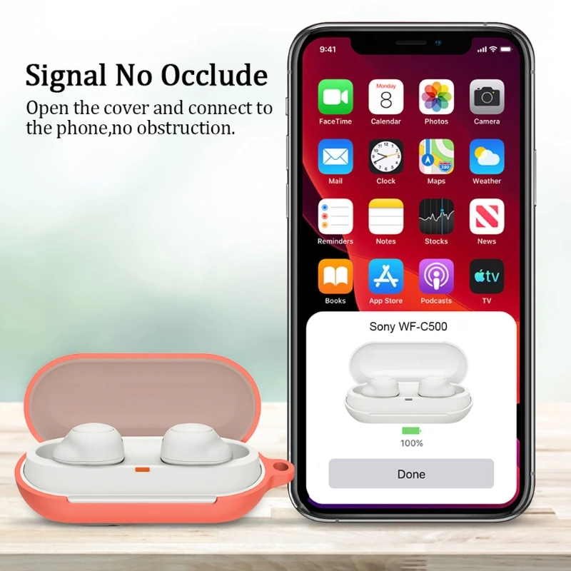 Funda protectora lavable Compatible con auriculares Sony-WF-C500, ligera, resistente a impactos, impermeable, silicona Sl