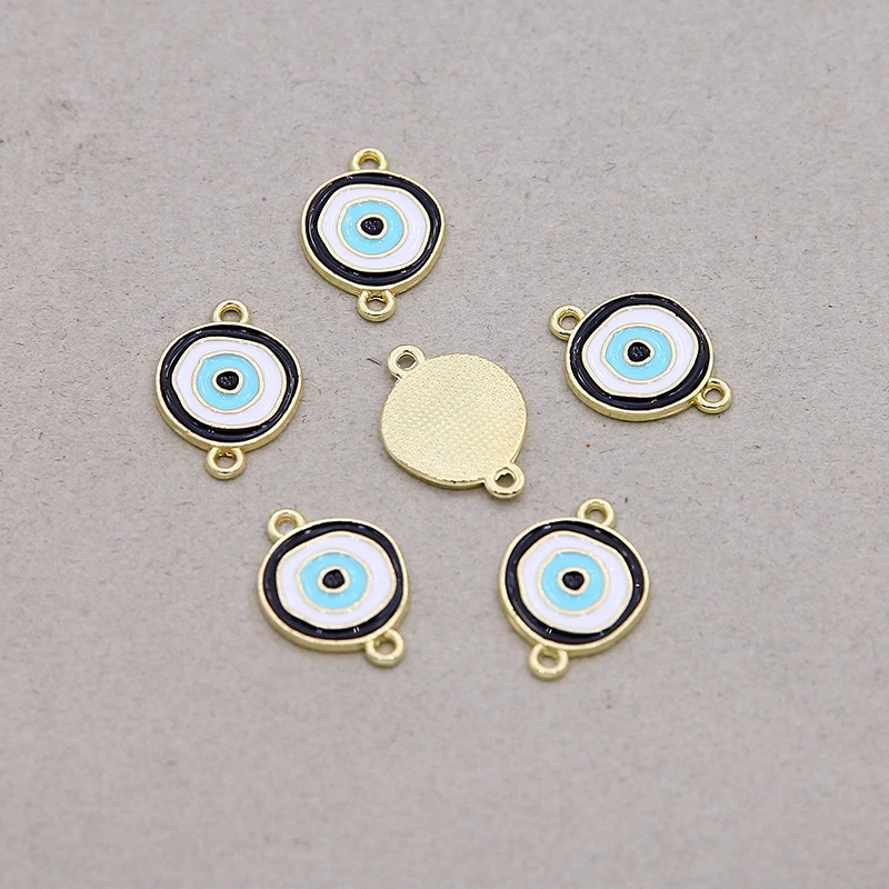 6pcs Lucky Enamel Evil Eye Bracelet Connectors Findings DIY Demon Eye Anklet Bracelets Necklaces Pendants Jewelry Charms Make