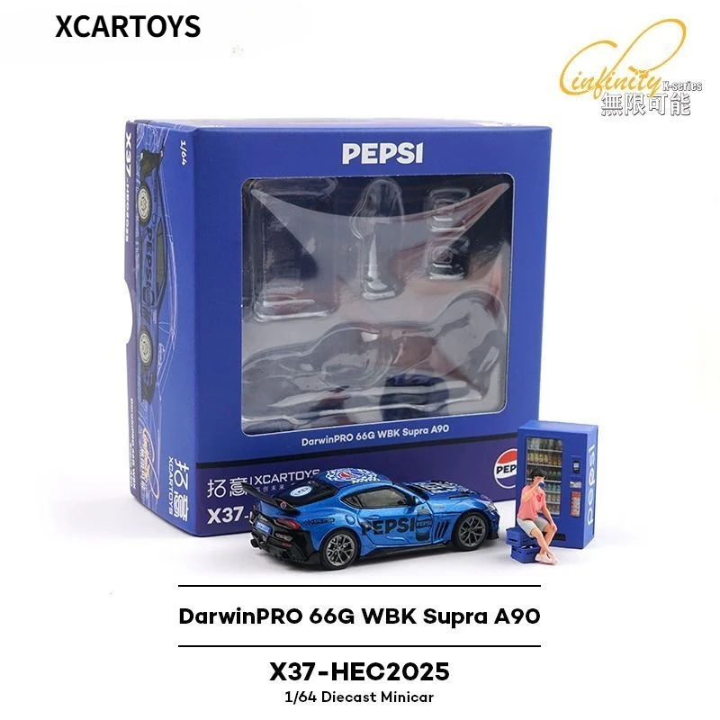 XCARTOYS 1/64 Toyota Supra A90 Pepsi Diecast Car Model DarwinPRO 66GWBK Collectible Desktop Ornament Gift