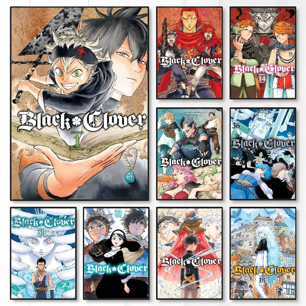 

Japanese Anime Hot B-Black Clover Poster High Quality Dorm Living Room Aesthetic Wall Decoration Painting Stickers Gift