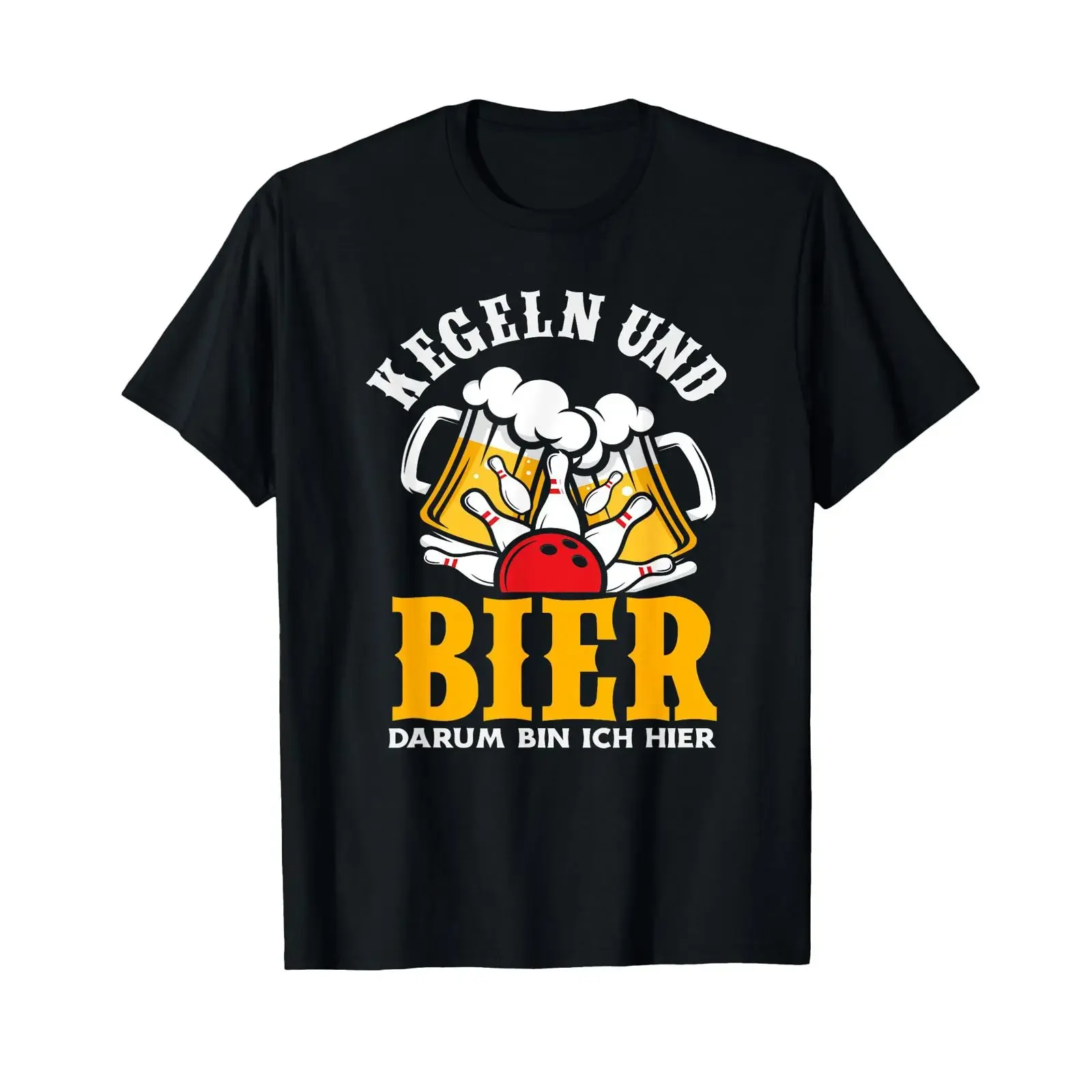 T Shirt with German Text Kegel Und Bier Darum Bin Ich Hier Kegelverein Kegler Language vintage Washed Top For Everyday Wear
