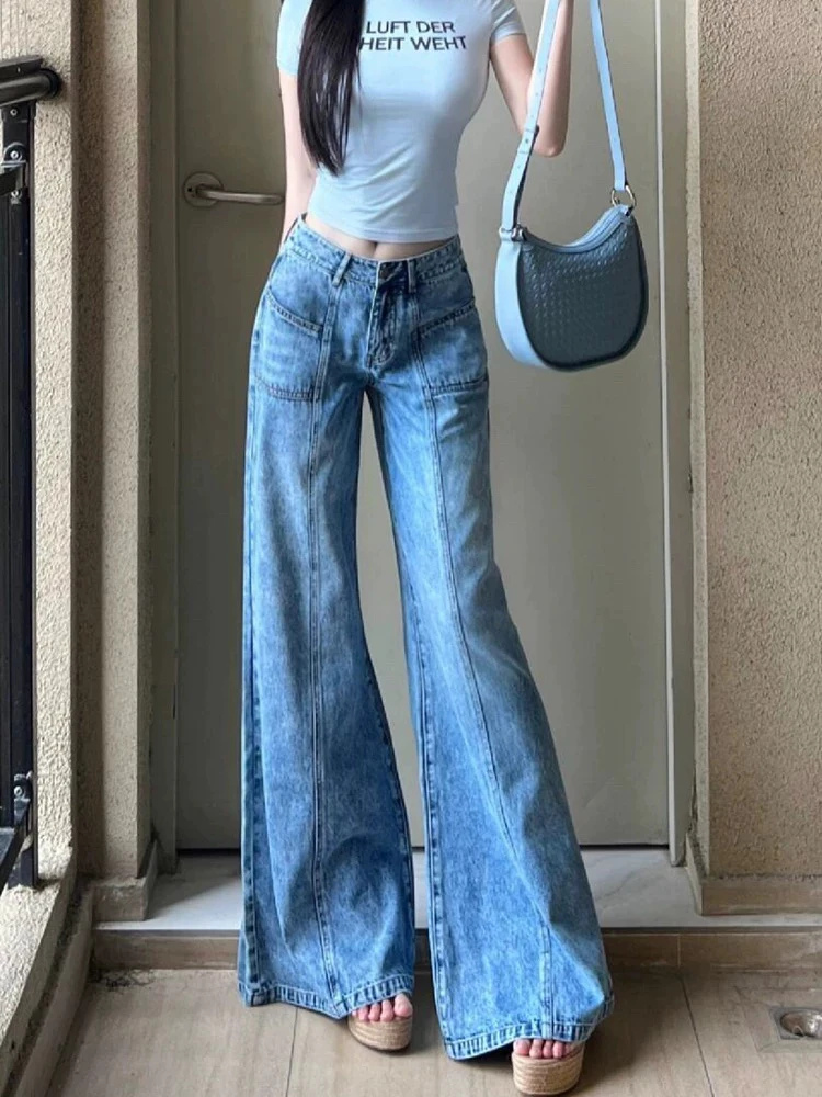 

Tie Dye Autumn New High Waist Woman Jeans American Retro Slim Women Jeans Fashion Street Loose Wide Leg Pants Female Chicly