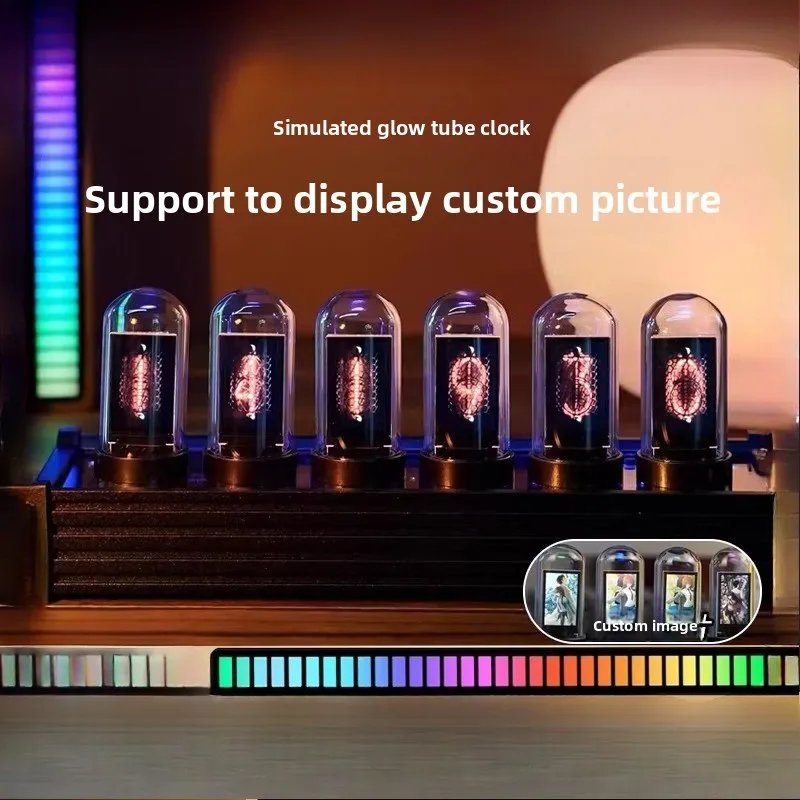 Vintage Digital Nixie Tube Clock RGB LED Tube Clock Digital Calendar Stopwatch Time Photo Display Creative Desk Decoration Gifts