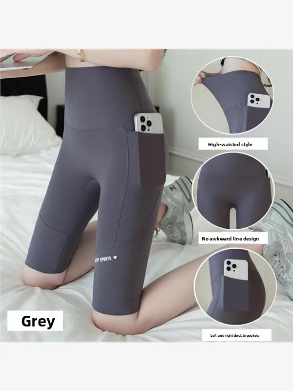 

High Waist Five-Quarter Length ket Yoga Pants Thin Riding Trousers Tight Fit Summer Outdoor Wear plus Size Base Layer Pants