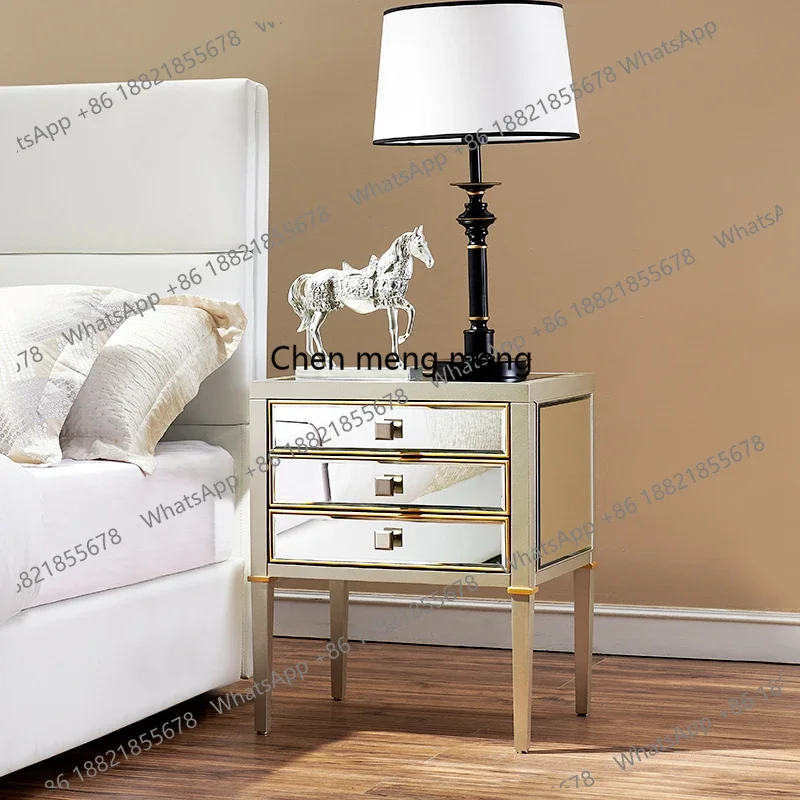 

Bedroom light luxury bedside table mini small apartment bedside table modern simple mirror locker