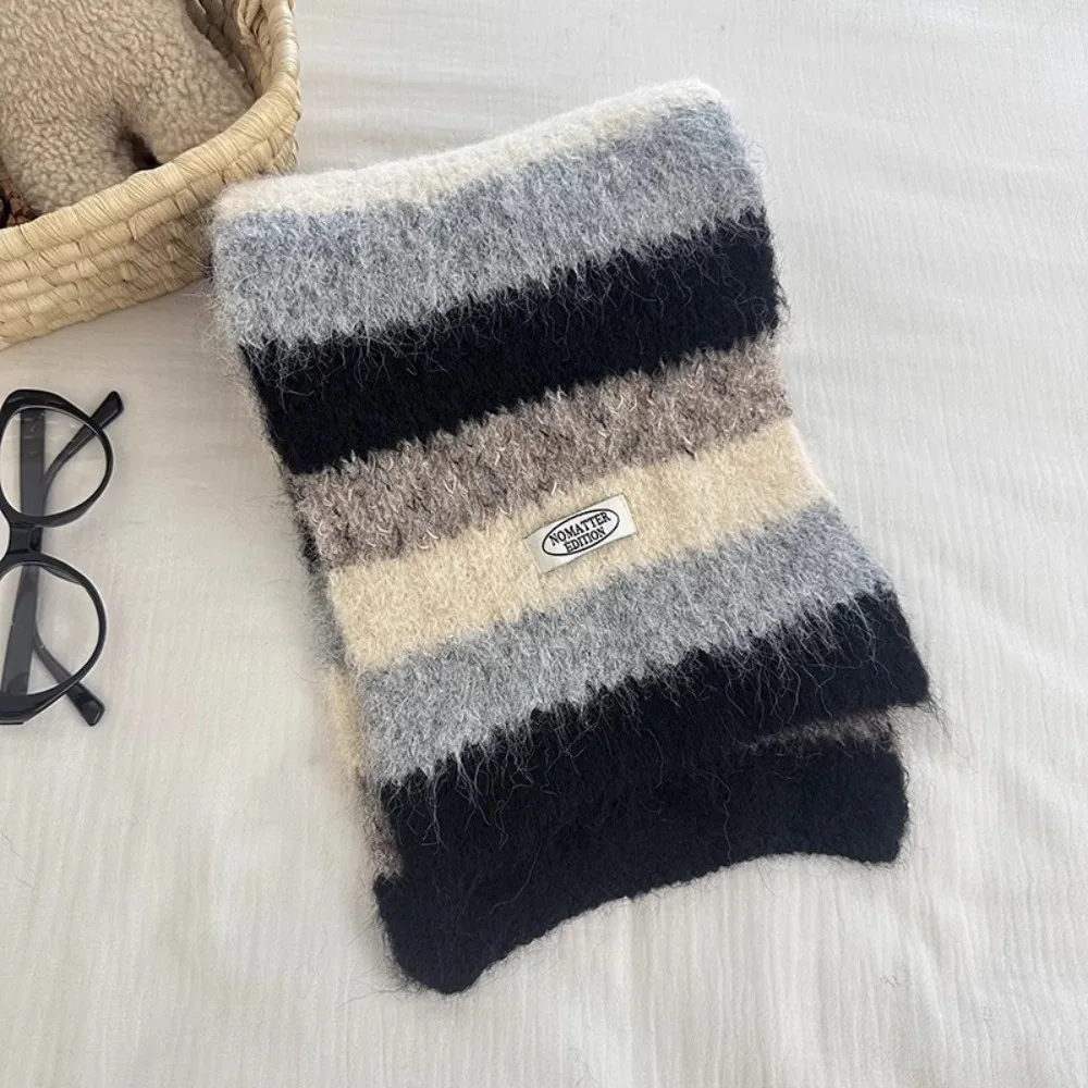

Simple Preppy Style Plaid Wool Scarf Plush Long Winter Cashmere Scarves Thicken Korean Style Stripe Scarf Girl