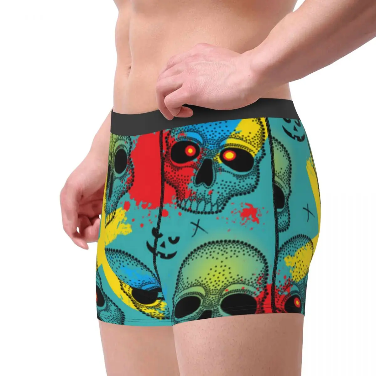 Boxer Men Underwear Male Panties Skulls In Dotwork Style Shorts Boxer Comfortable Shorts Homme