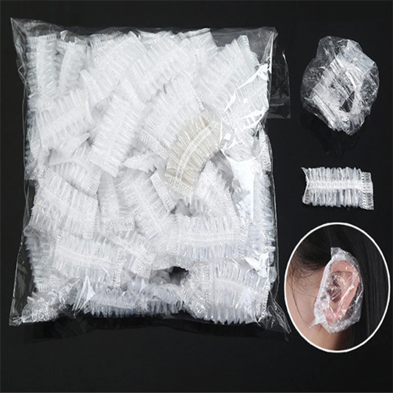 100pcs Waterproof Disposable Ear Protectors for Hair Coloring Shower Bathing Ear Caps Keep Water Out for Beauty