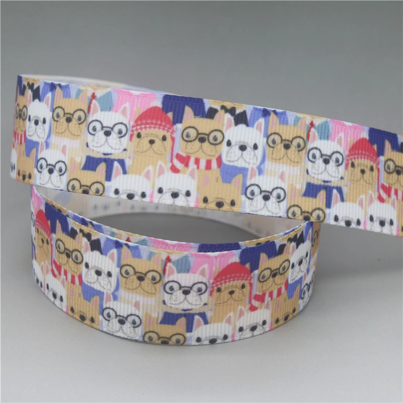 DHK 7/8\'\' 5yards Cat Dog Paw Dachshund Printed Grosgrain Ribbon Accessories Material Decoration DIY Sewing Craft C2656