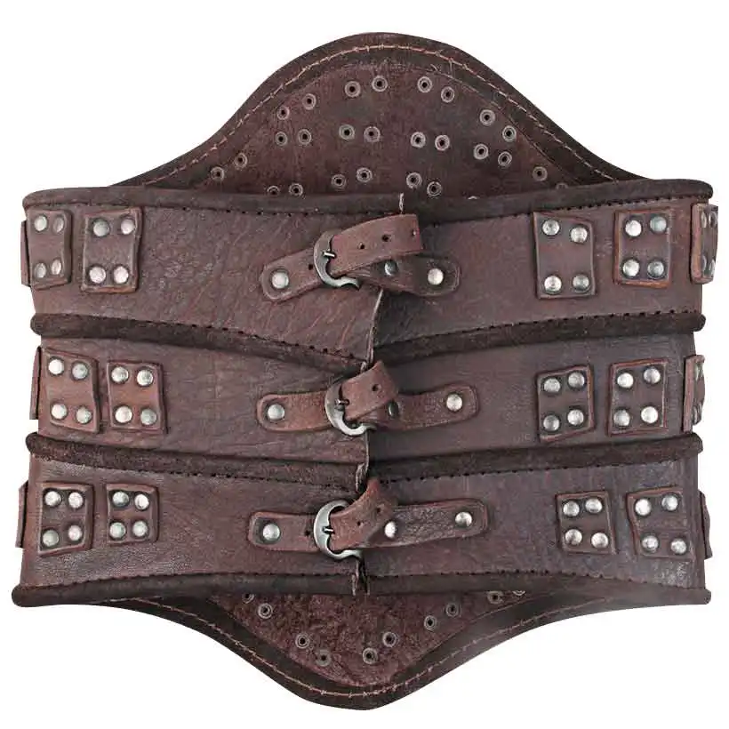 Medieval Brown Black Celtic Knight Leather Large Belt Women Vintage Viking Costume Barbarian Mercenary Fancy LARP Cosplay image 3