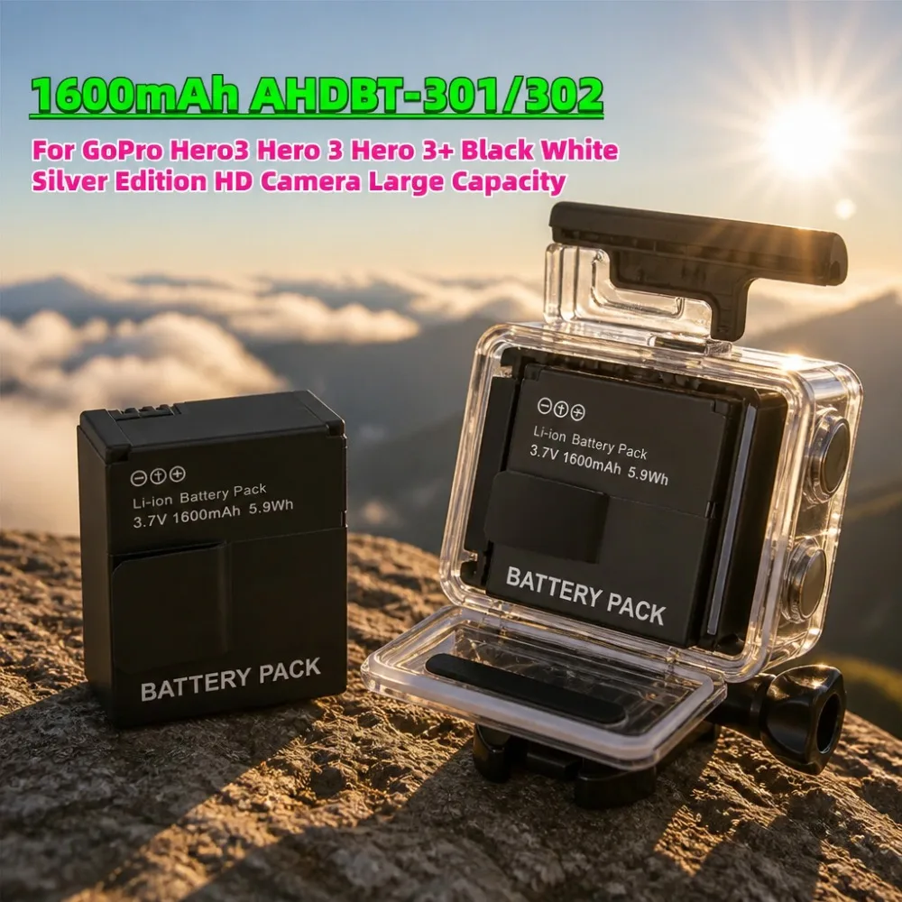 In Stock 1600mAh AHDBT-301 AHDBT-302 3.7V Large Capacity Replacement Battery For GoPro Hero3 Hero3+ Black White Silver HD Camera