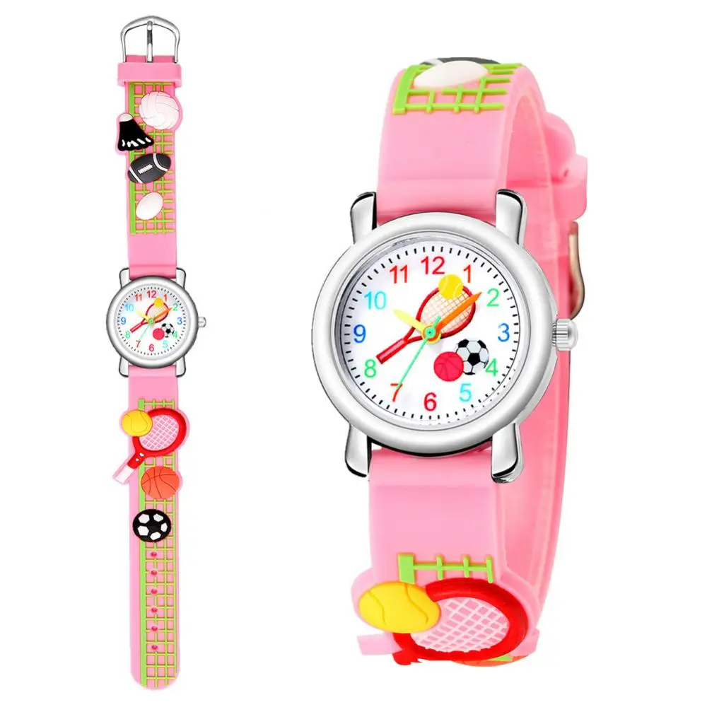 Kids Watches Watches for Children Tennis Sports Pattern Relief Student Plastic Quartz Watch Children Cute Gift