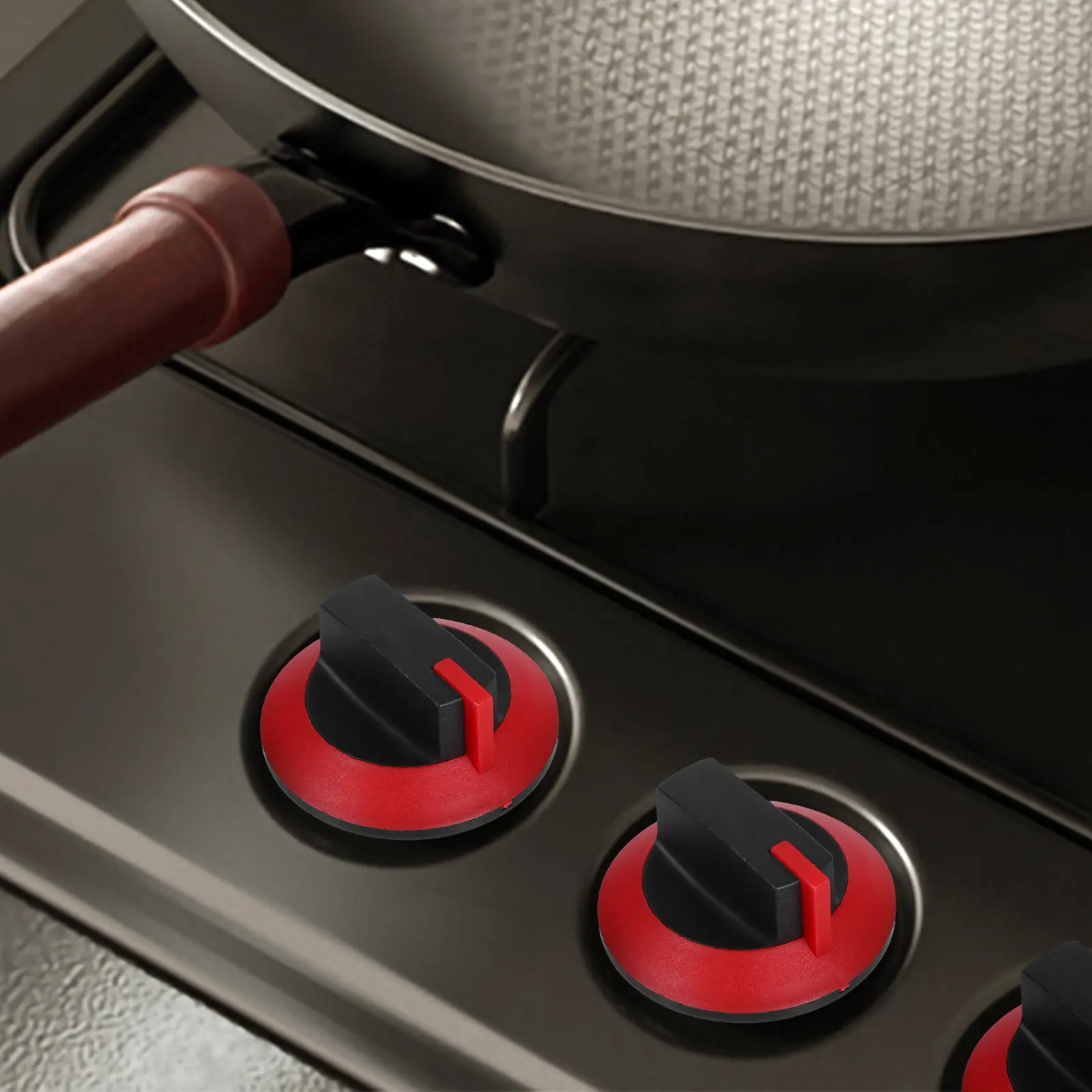 4Pcs Gas Stove Accessories Knobs Replacement Stove Top Knob Universal Fit for Kitchen Cooker Range Smooth Surface Safe Round