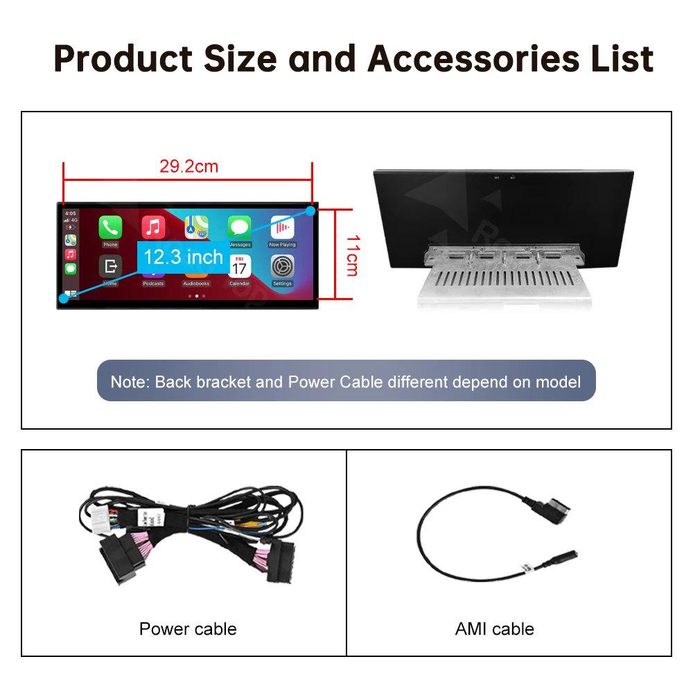 Tela multimídia do carro superior da estrada para audi q5 2018-2019 12.3 ''tela linux com funções sem fio carplay android auto airplay