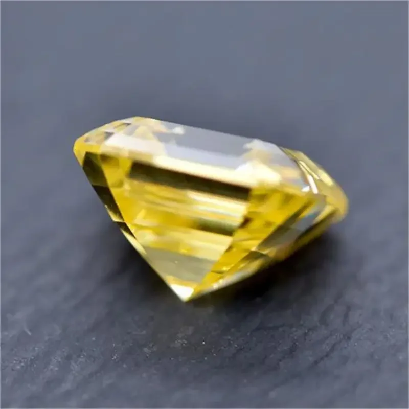 Moissanit-Stein, Asscher-Schliff, Zitronengelbe Farbe, VVS1, DIY-Ring, Halskette, Hauptmaterialien, bestandenem Diamanttester mit Zertifikat – Detail 3