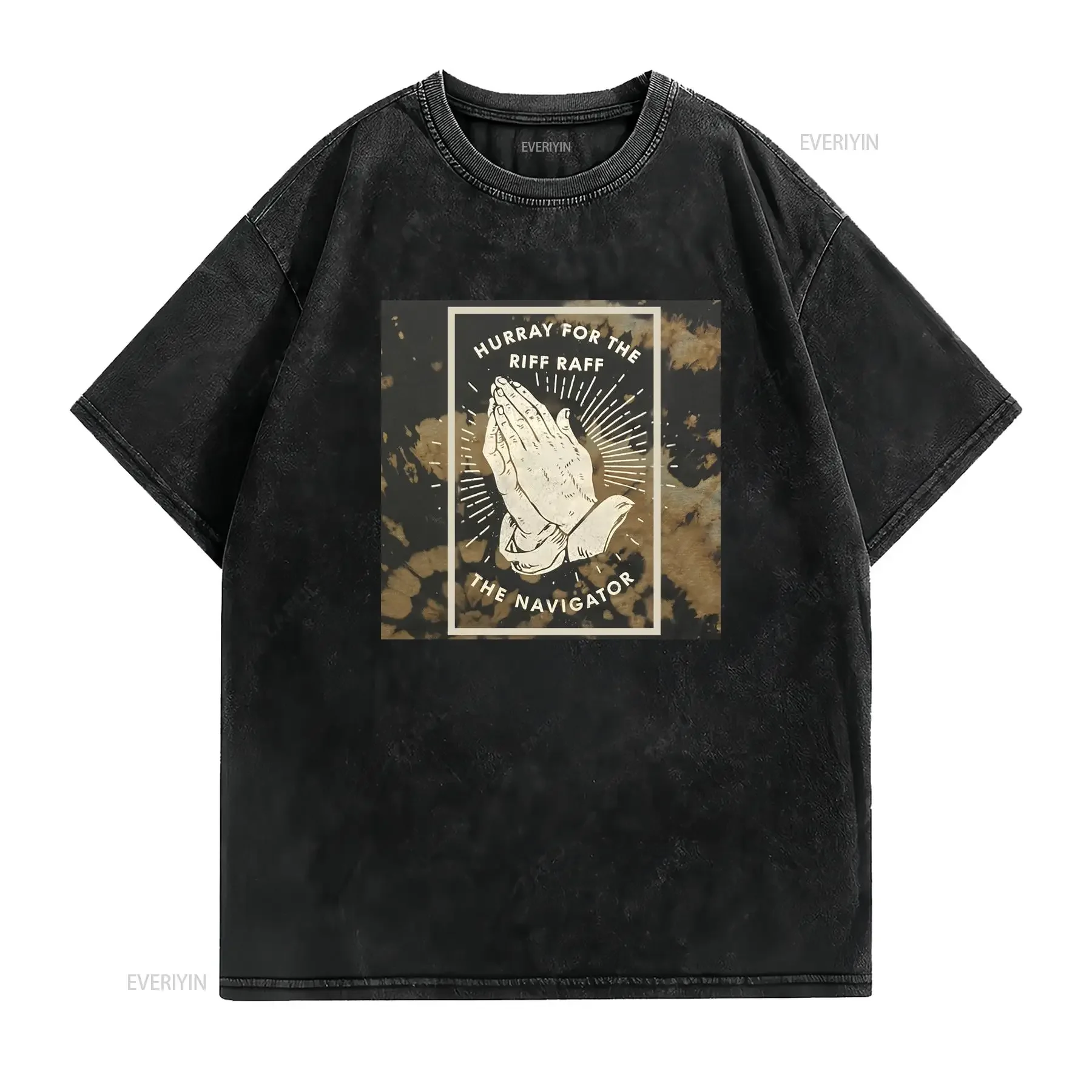 HURRAY FOR THE RIFF RAFF Navigator Tie Dye Praying Hands MEDIUM T Shirt NEW vintage Washed Slightly Breathable Versatile