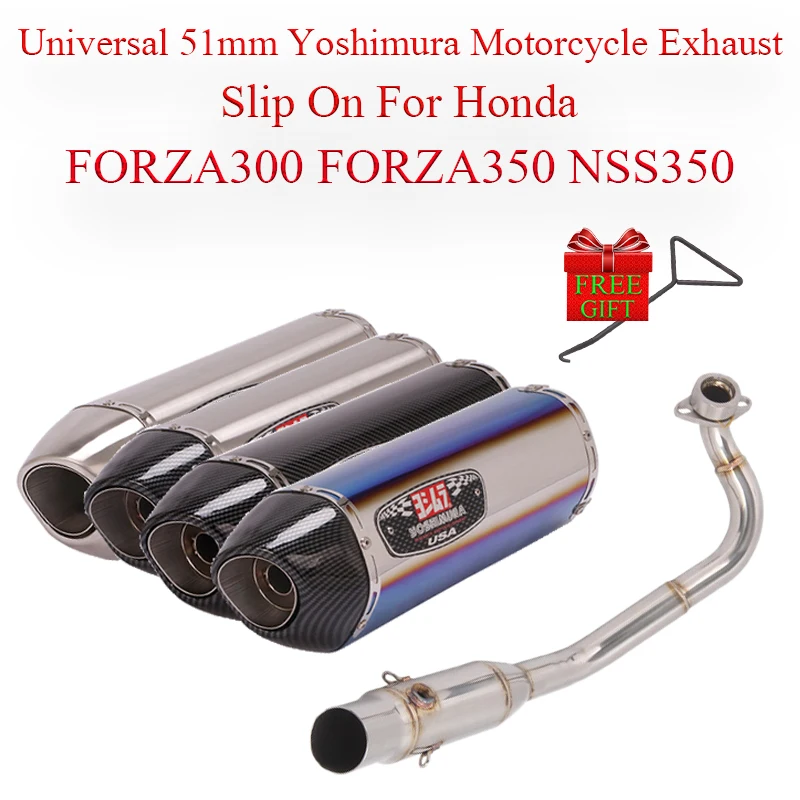 

For HONDA FORZA300 FORZA350 NSS350 350 300 Full System Yoshimura Motorcycle Exhaust Muffler DB Killer Escape Front Mid Link Pipe