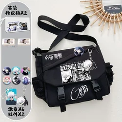 Grande capacidade, preto branco, jujutsu kaisen, estudantes crianças adolescentes, anime mensageiro bolsa de ombro crossbody para meninas meninos da escola