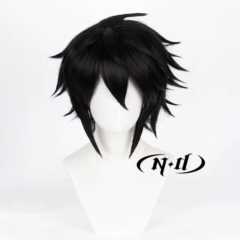 ND L Lawliet تأثيري الباروكات مذكرة الموت أنيمي تأثيري فوضوي شعر أسود الباروكات لحزب كوميك كوزر مقاومة للحرارة الاصطناعية