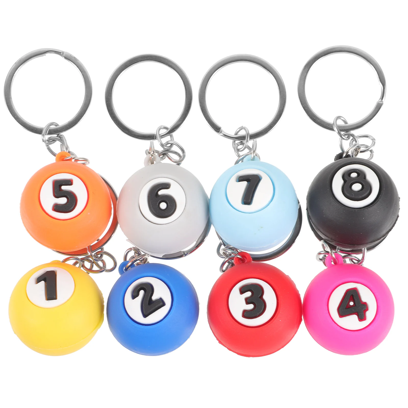 

8pcs Pool Ball Keychain Lucky Billiards Souvenir Decorative Pendant Metal Key Ring For Car Keys Sturdy Lightweight Sports