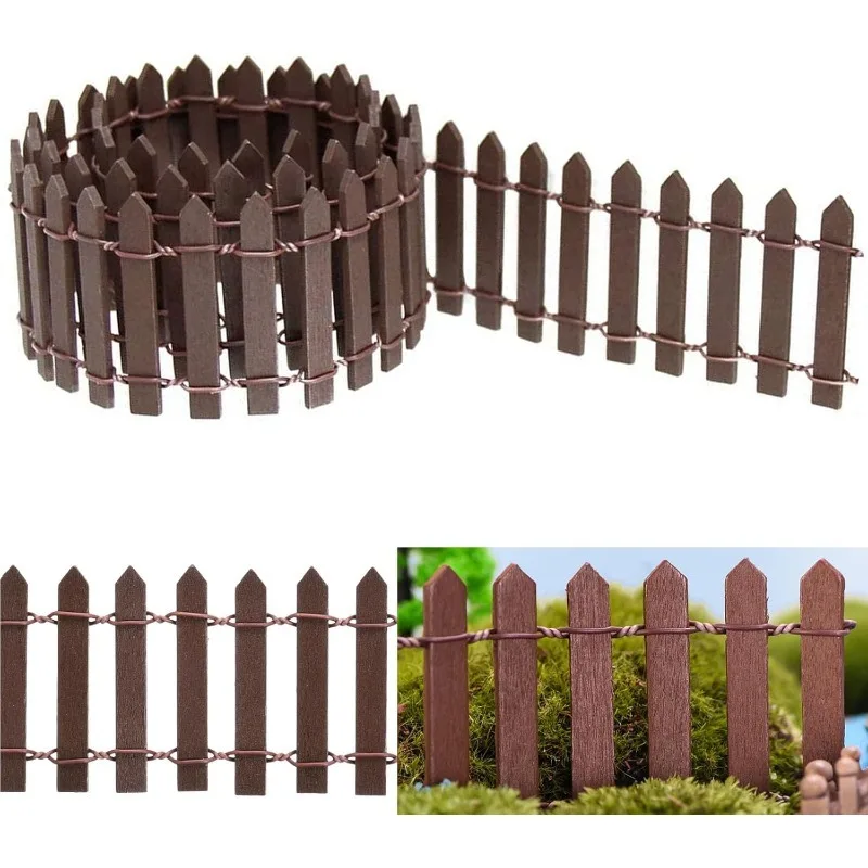 1pc Mini Fence DIY Handicraft Project Mini Picket Fence, Garden and Bonsai Decoration Fairy Tale Garden Fence Wooden Decoration
