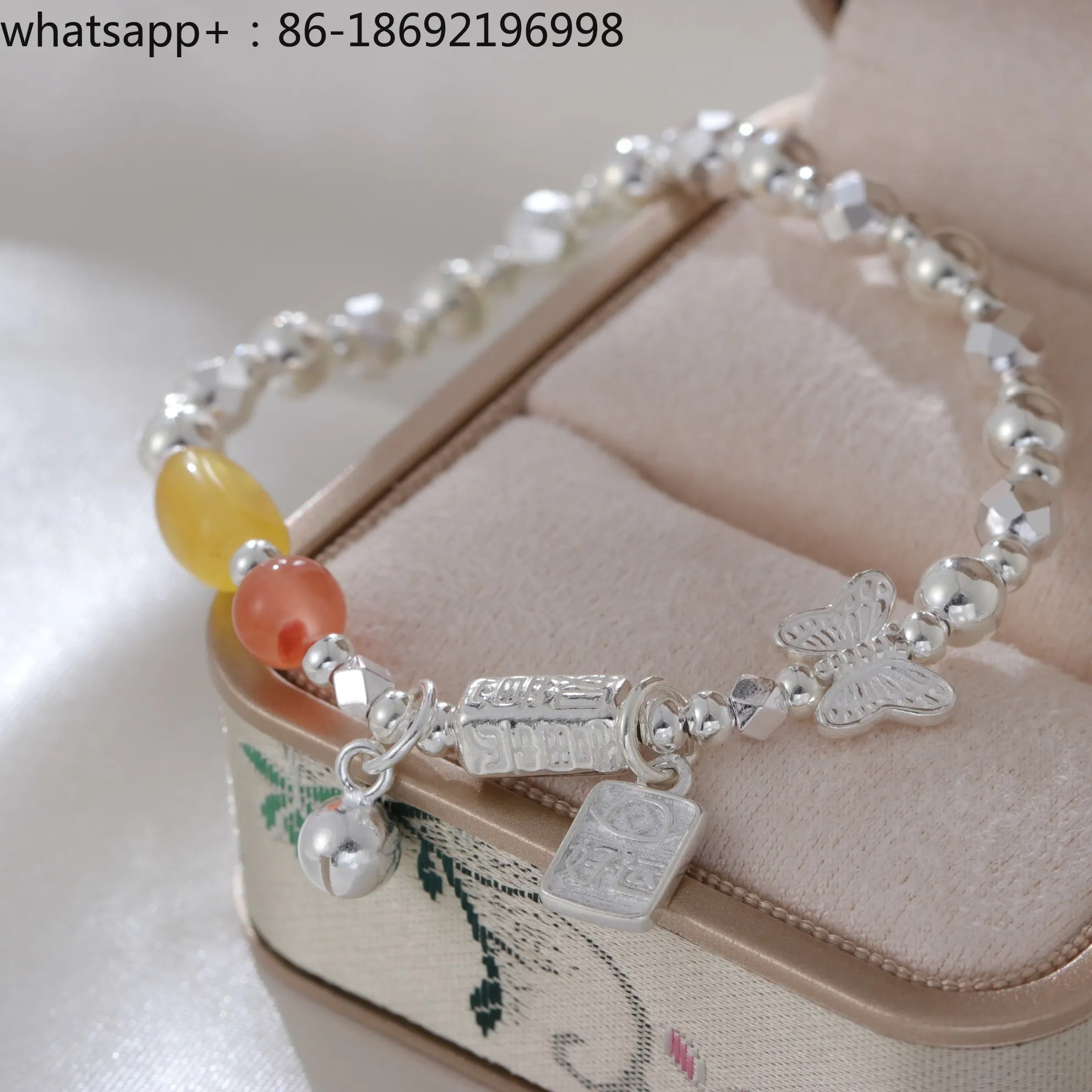 New S925 Sterling Silver Bracelet Women's Nanhong Fashion New Chinese Style Bracelet Boutique Silver Jewelry