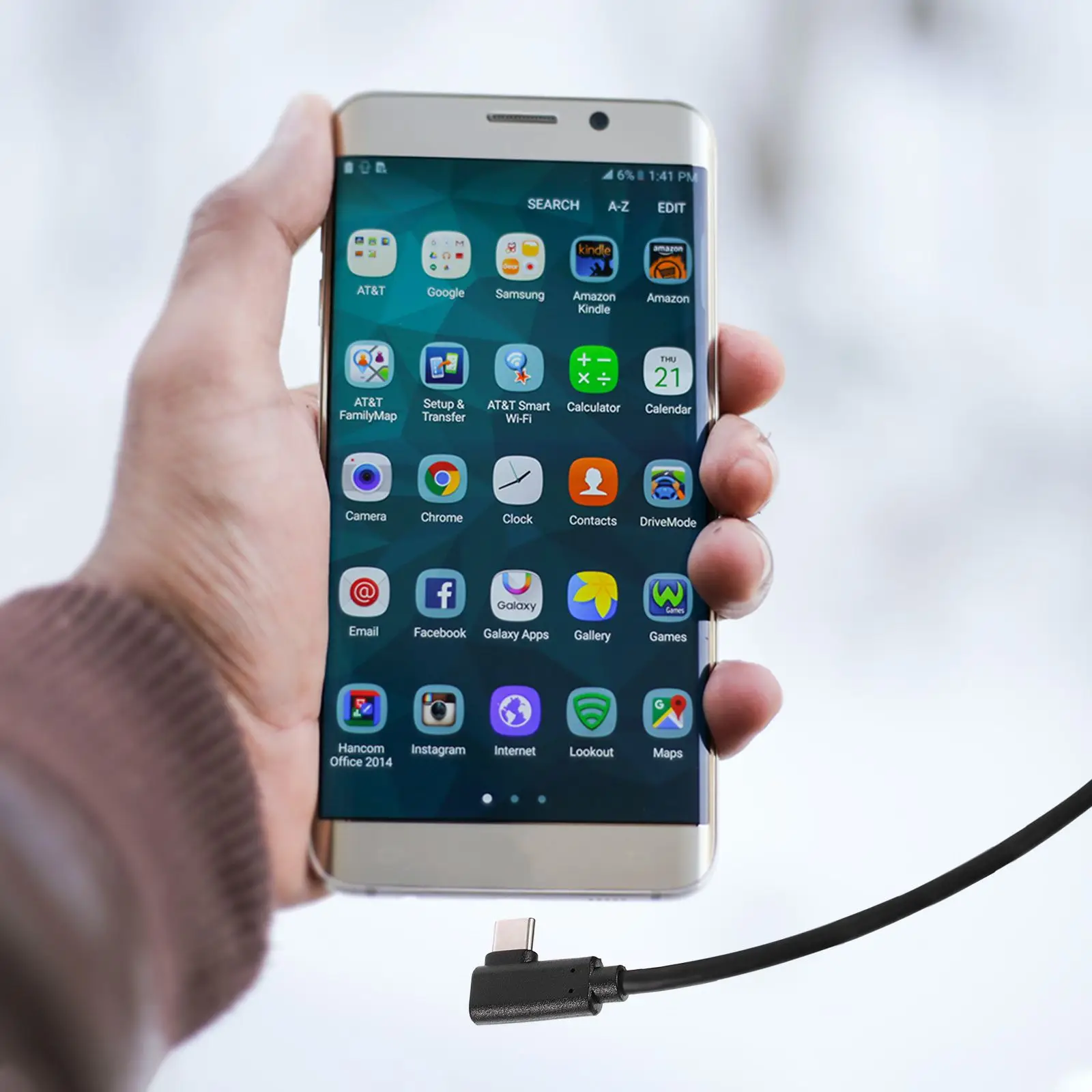 Cable de carga de transferencia de datos USB 3,1 tipo C de 4M, Cable ligero duradero de cobre estañado PVC con diseño de codo de 90 grados para