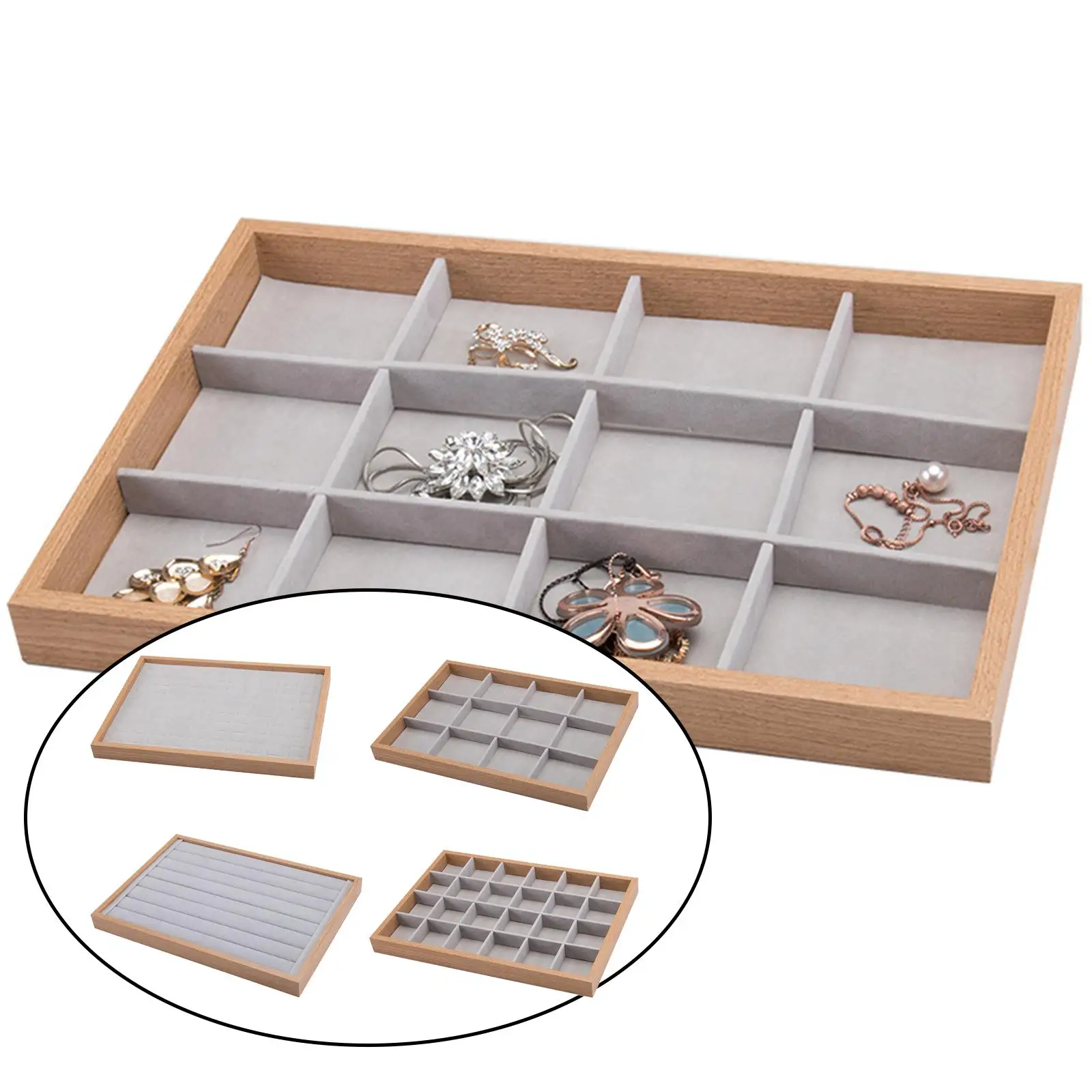 

Деревянные лотки для ювелирных изделий, органайзер для хранения ювелирных изделий, ящик для ушей, ожерелья, браслета, органайзера