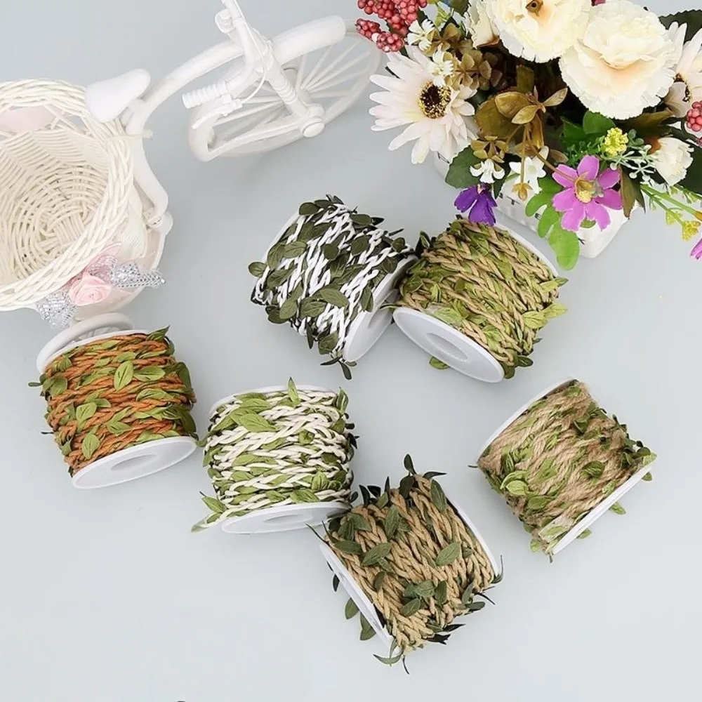10M/Roll Twine Natural Simulation Vine DIY Artificial Burlap Leaf Ribbon Vintage Boho Style Jute Rope Vine Wreath Making