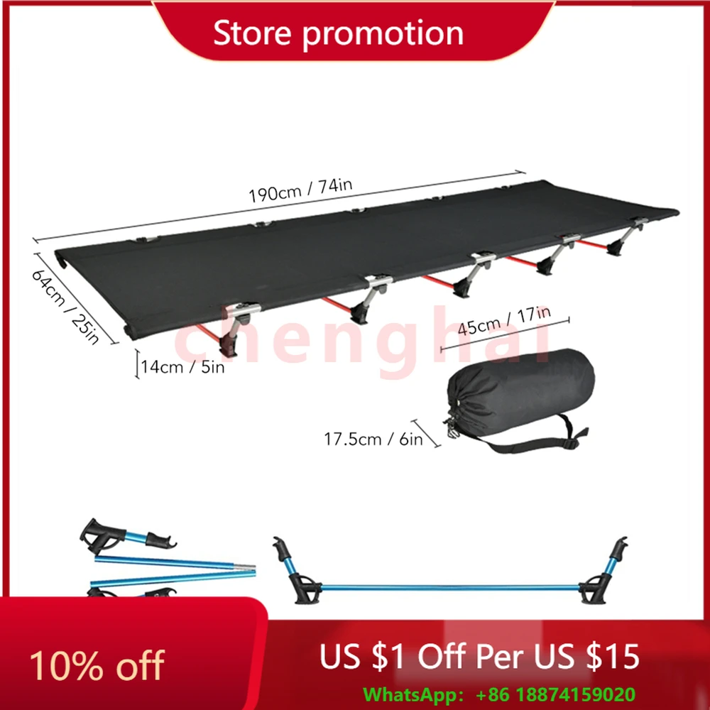 

Outdoor Folding Bed Ultralight Camping Cot Travel Camp Bed Sleeping Pad Mat Cot Mattress Cover for Hiking Fishing Picnic