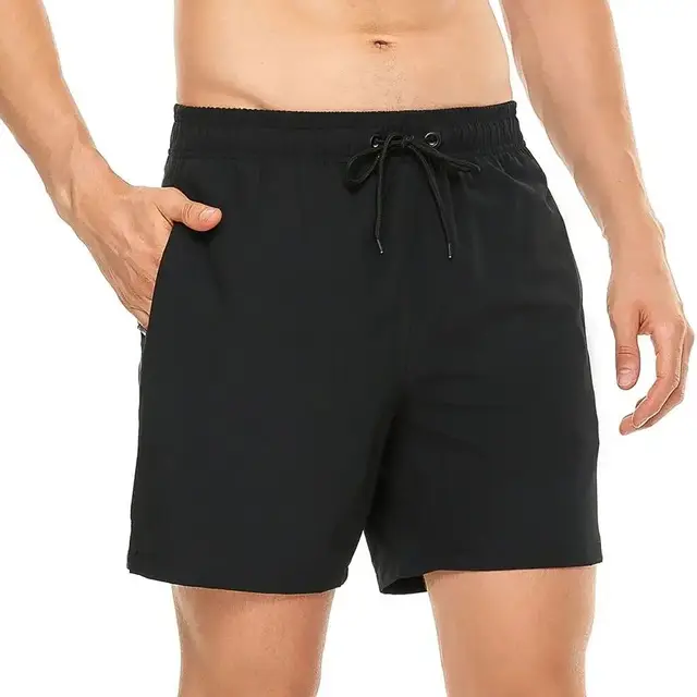 Men's Swim Trunks Quick Dry Beach Shorts, Elastic Closure Swimming Shorts with Zipper Pockets and Mesh Lining 3