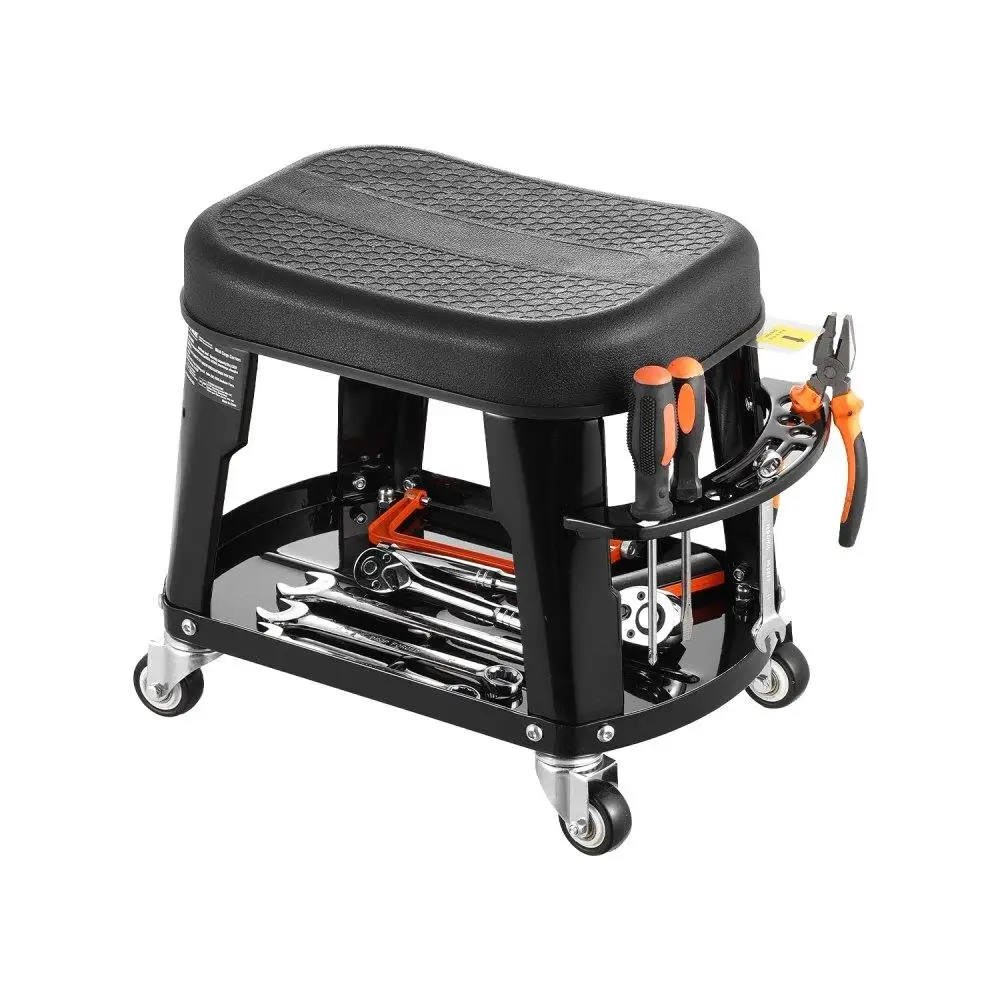 

Mechanic Rolling Stool 300 lbs Capacity Wheeled Workshop Seat with Tool Tray