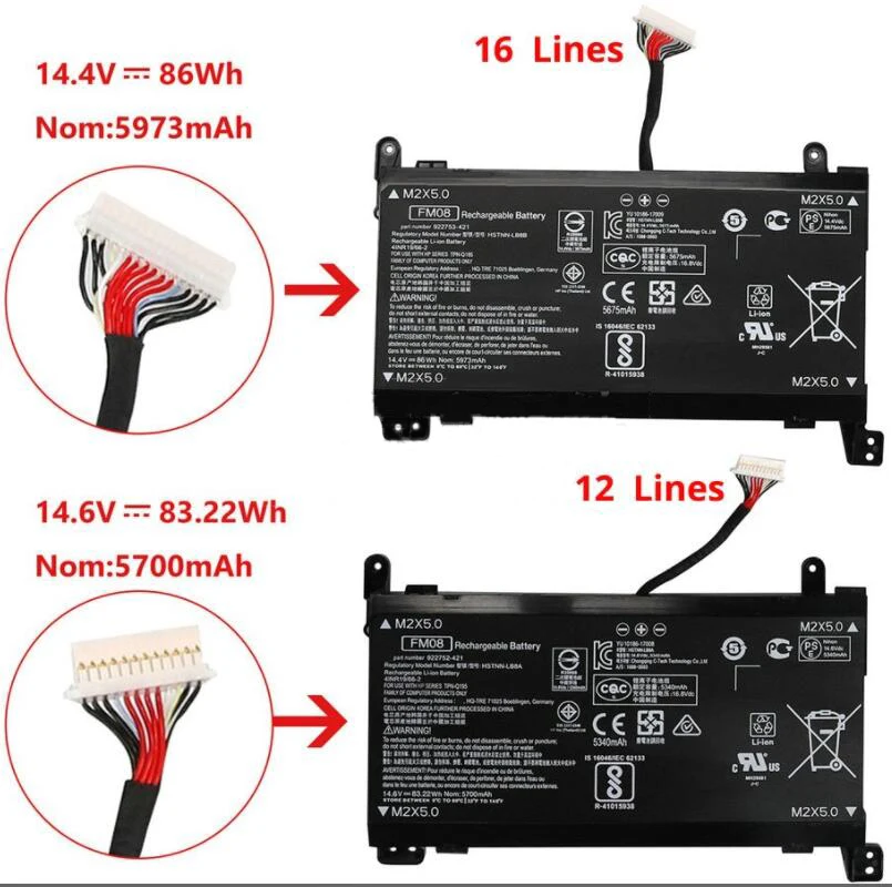 Nouvelle batterie FM08 HSTNN-LB8A LB8B pour HP Omen 17-AN116UR AN003UR AN009NV AN014NA AN025NS AN040UR AN044TX AN051ND AN126UR TPN-Q195