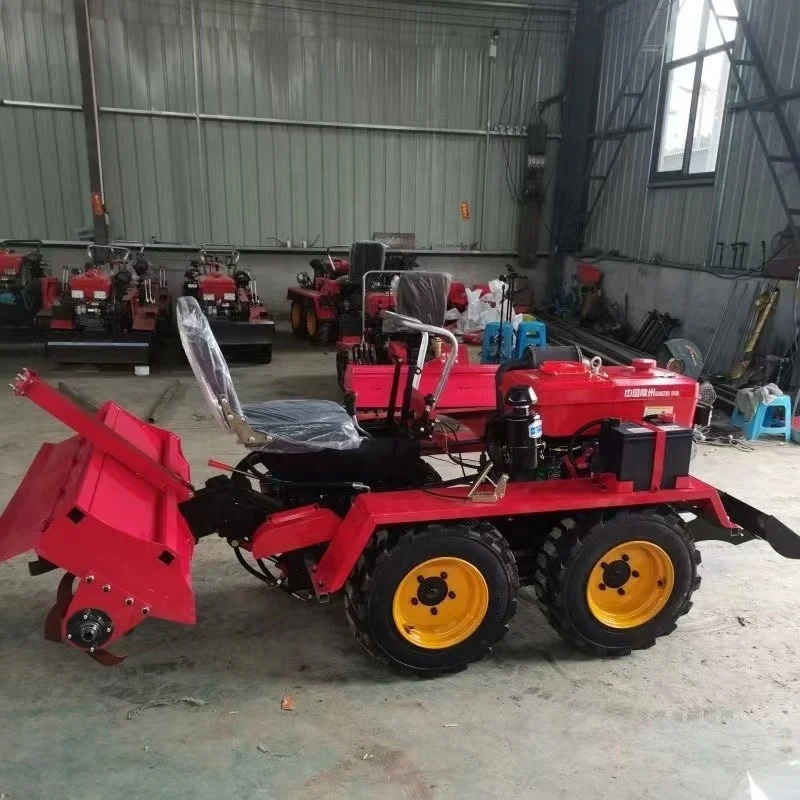 Potente mini tractor sobre orugas anfibio de 25 HP con equipo auxiliar, venta de tractor pequeño con componente de motor central