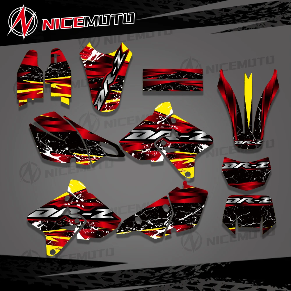 Full Graphics Decals Stickers Kits For SUZUKI DRZ400 SM S E DRZ 400 SM S E 2000-2020 Number Name Backgrounds Custom