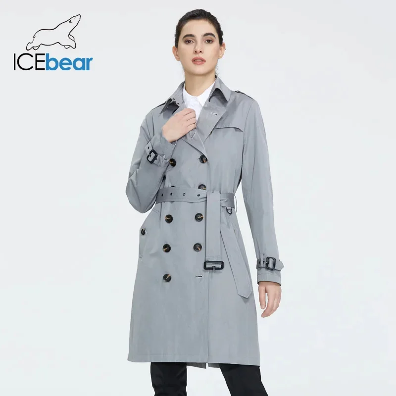 ICEbear 2023 Women Autumn lapel windbreaker fashion double breasted women's trench coat quality women clothing GWF20023D