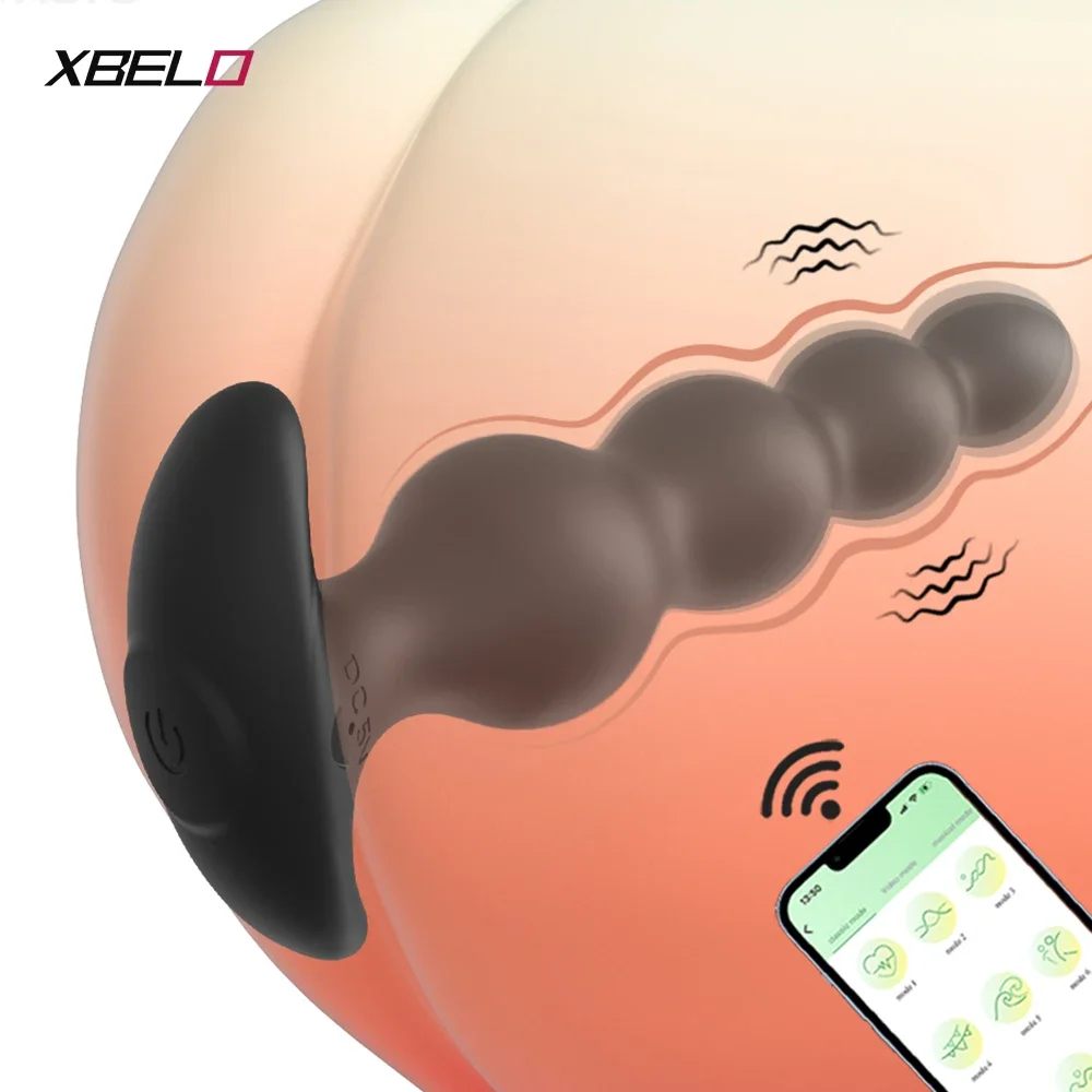 APP Vibrating Anal Beads Butt Plug for Men Women Anal Vibrator Prostate Massager Anal Balls Men Soft Silicone Masturbator