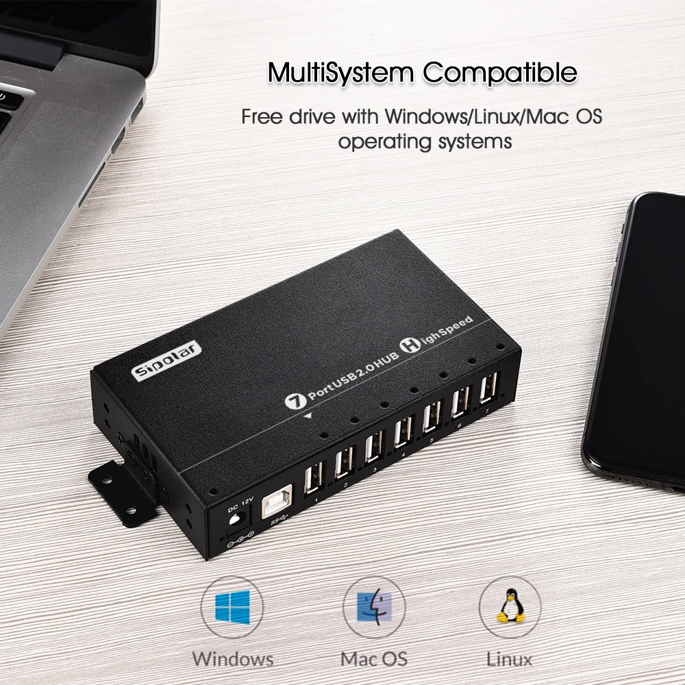 Sipolar A-172 7 Port Usb 2.0 Hub for Compture Accessories  Usb Docking Station