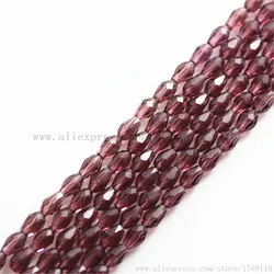 Isywaka 100pcs Purple Red Color Faceted Teardrop Beads Austria Crystal Beads Glass Beads Loose Spacer Bead for DIY 3x5mm