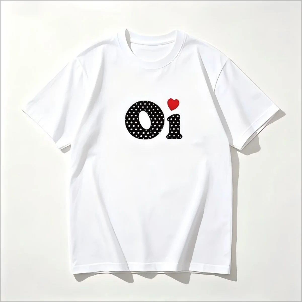 Letter Small Heart Graphic T-Shirt, Cute Number Letter Print Crew Neck Tee, Loose Casual Aesthetic Short Sleeve Top