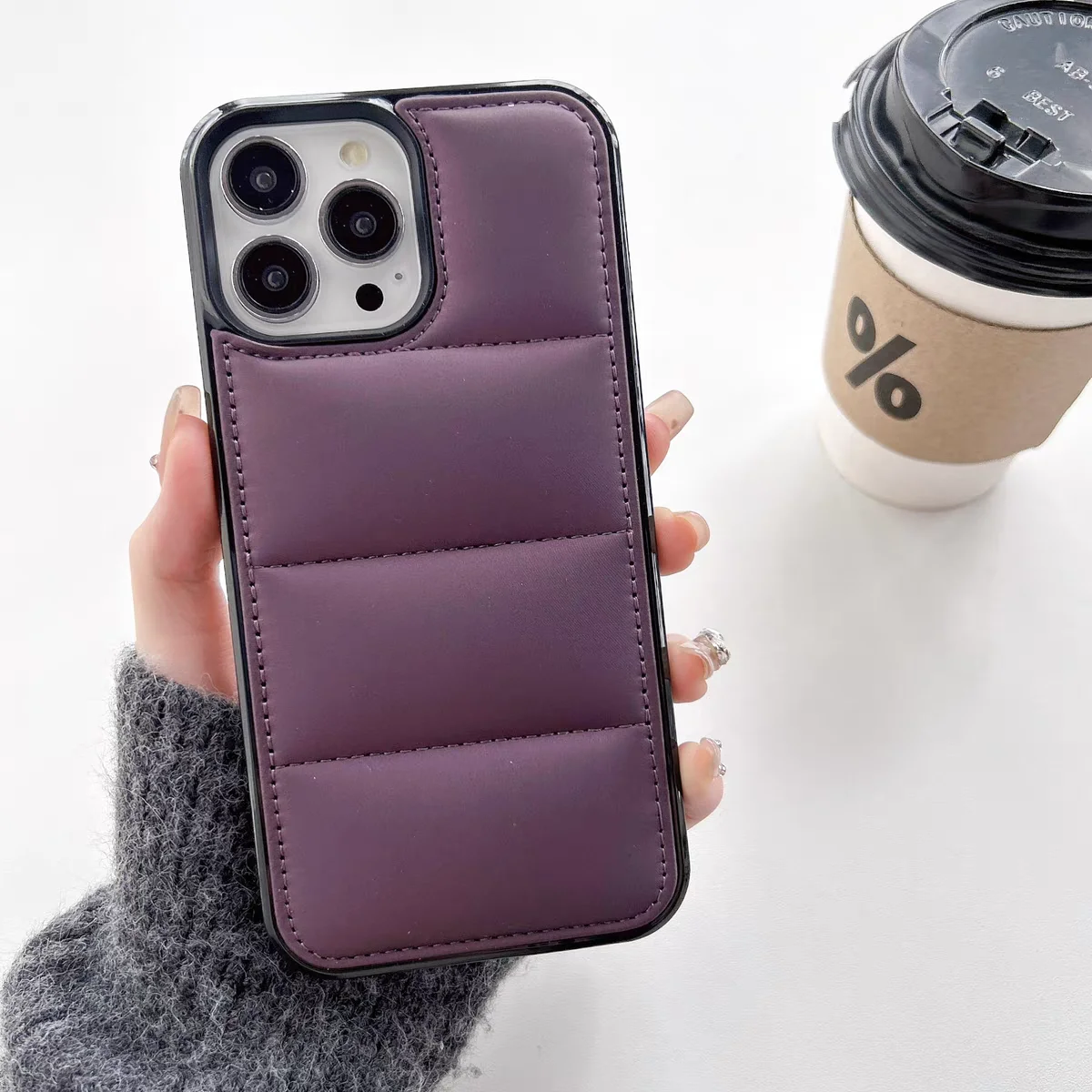 Fashion Down Jacket Puffer Case for iPhone 16 15 14 13 12 11 Pro X XR XS Max 7 8 Plus SE Soft Fabric Silicone Shockproof Cover