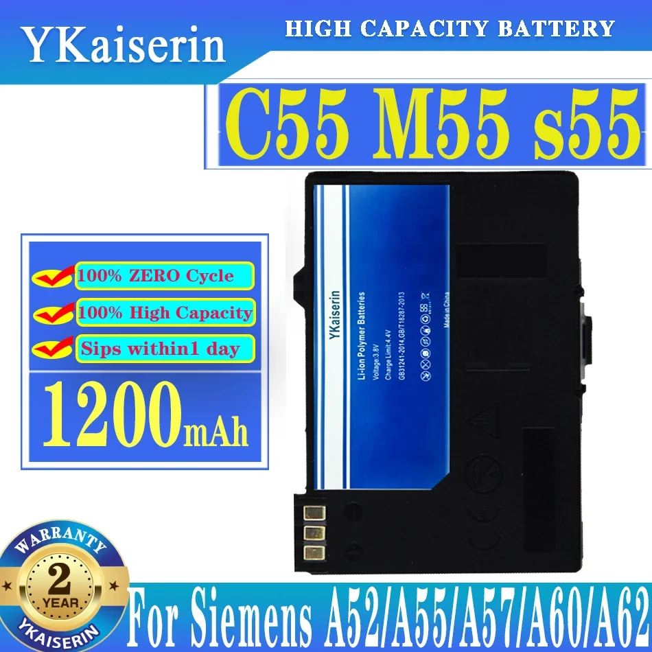 

Аккумулятор ykaisin 1200 мАч для Siemens A52/A55/A57/A60/A62/A65/A70/C55/GIGASET SL1/SL56/SL100/SL565/M5 аккумулятор + Бесплатные инструменты