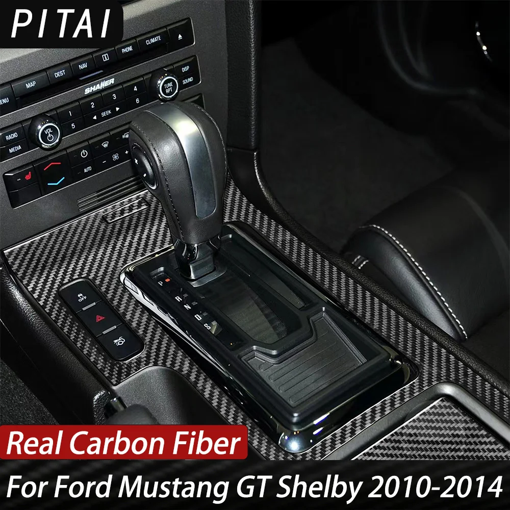 For Ford Mustang GT Shelby 2010-2014 Carbon Fiber Interior Sticker Car Center Console Gear Shift Panel Trim Accessories