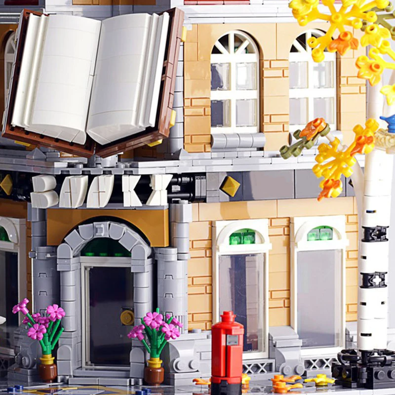 1970PCS MOC Custom Modular Bookshop Architecture Building Blocks Model Assembly Children Festival Gift