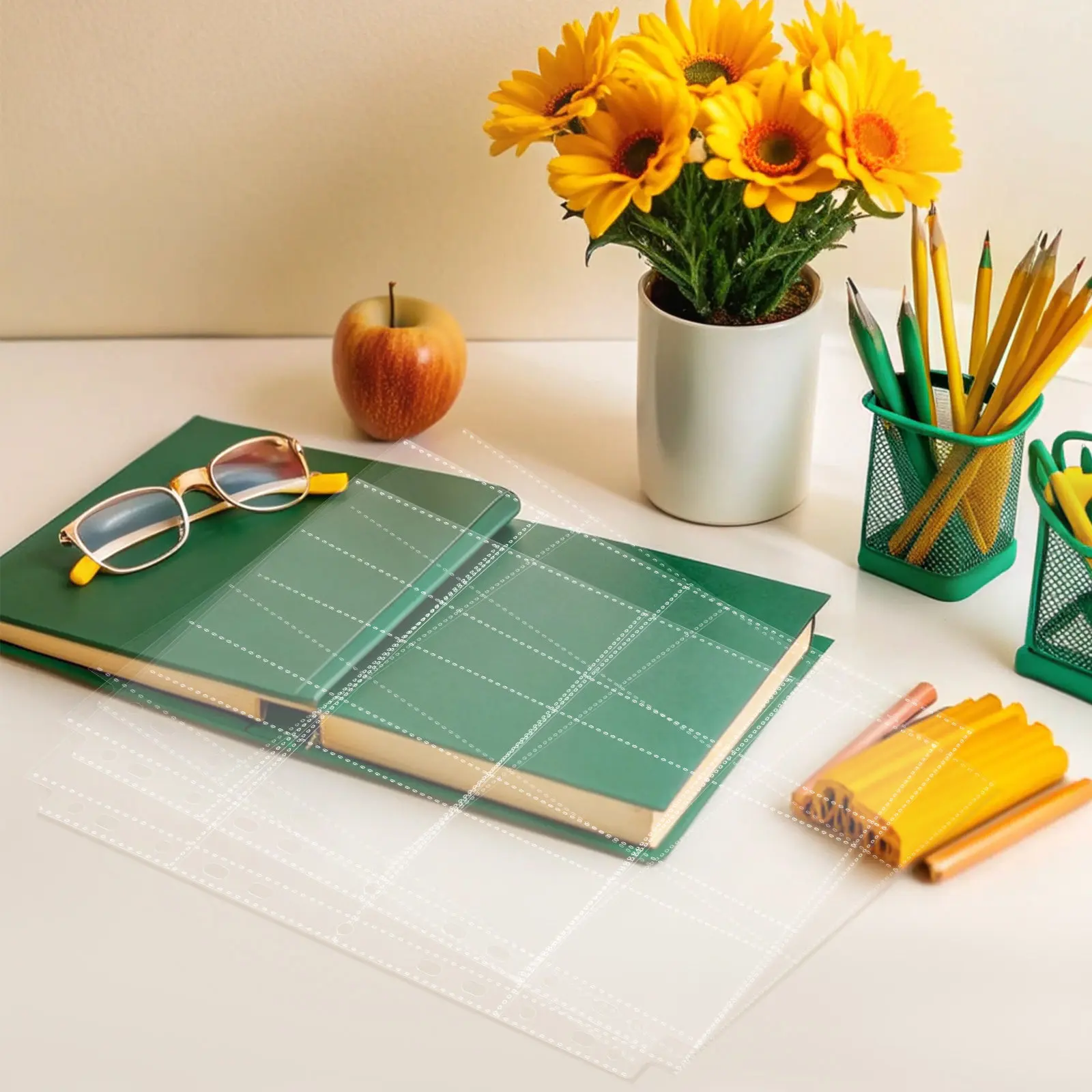10Pcs Badge Collection Book Sheets Clear Plastic Badge Display Holder for Stamp Album Pages Photo Page Protectors Card Album