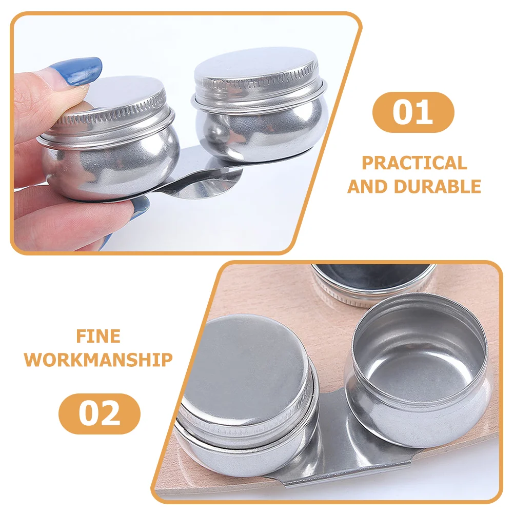 Stainless Steel Pencil Pot Double Palette Cups Dipper Container with Screw Lid Oil Paint Palettes Can