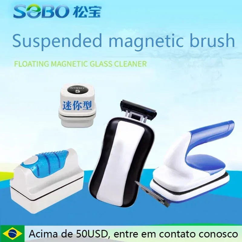 New SOBO fish tank brush magnetic brush wiping cylinder double-sided wiping brush cleaning cleaning cleaning tool with scraper