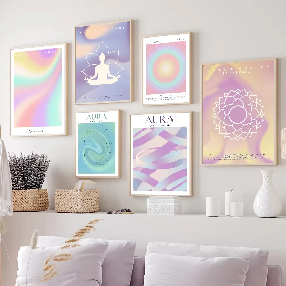 Halo Gradient Fashion Spirit Sacred Energy Mural Oil Painting Danish Pink Poster Printing Images Living Room Home Decoration