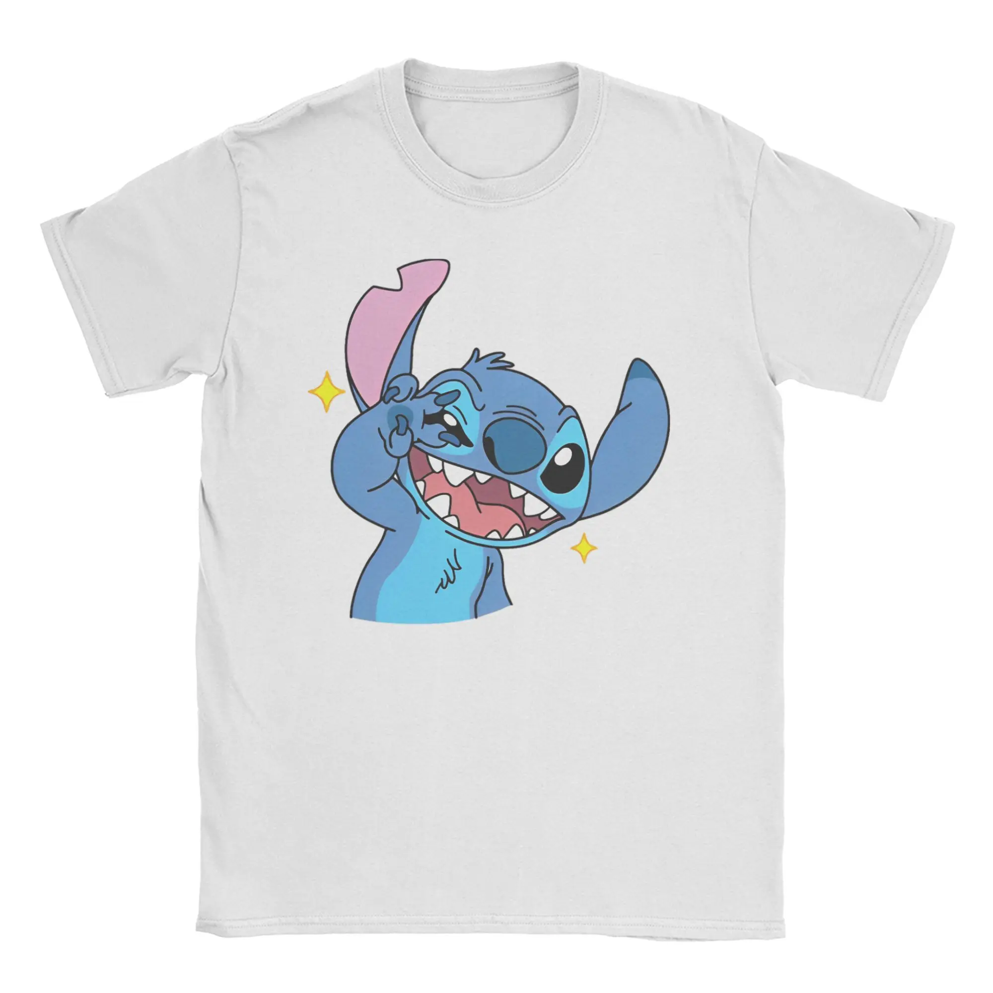 

Men Women T-Shirts Stitch Wink Funny Pure Cotton Tee Shirt Short Sleeve Cartoon T Shirts O Neck Clothes Gift